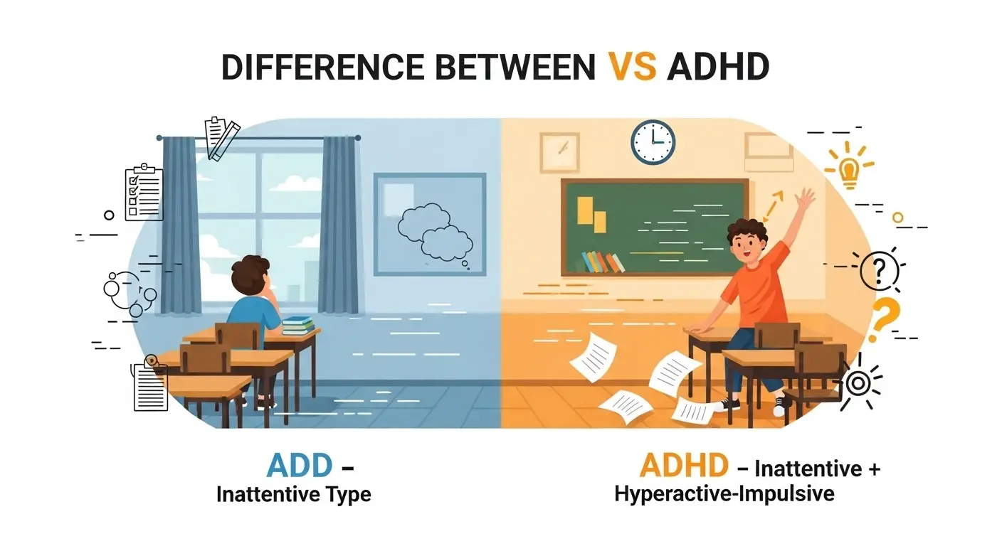 Difference Between ADD and ADHD