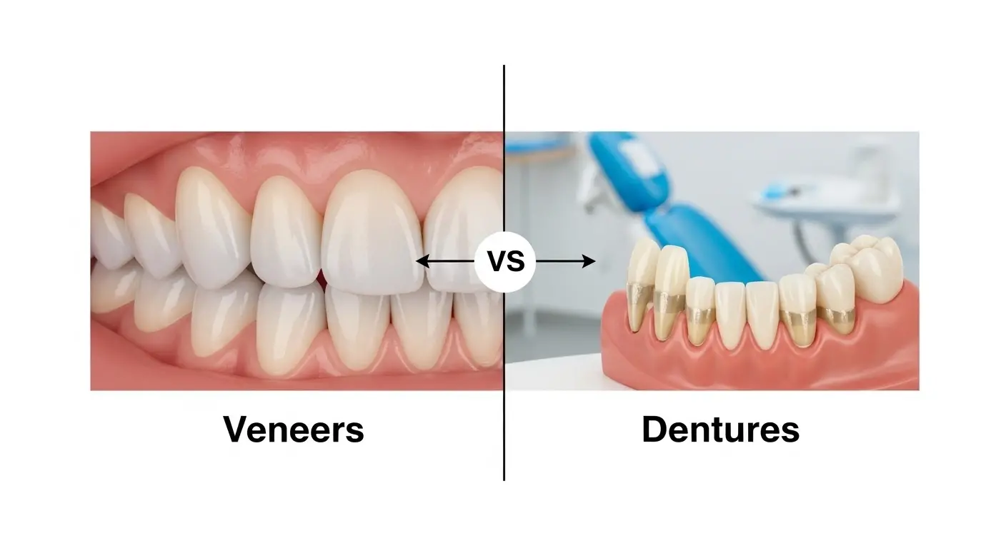 Difference Between Veneers and Dentures