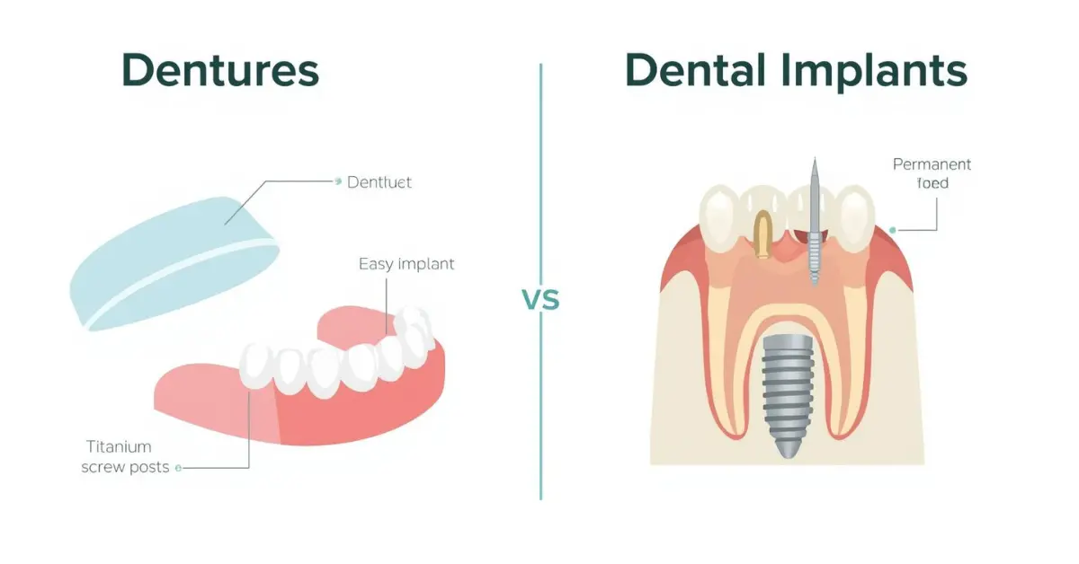 Difference Between Dentures and Implants