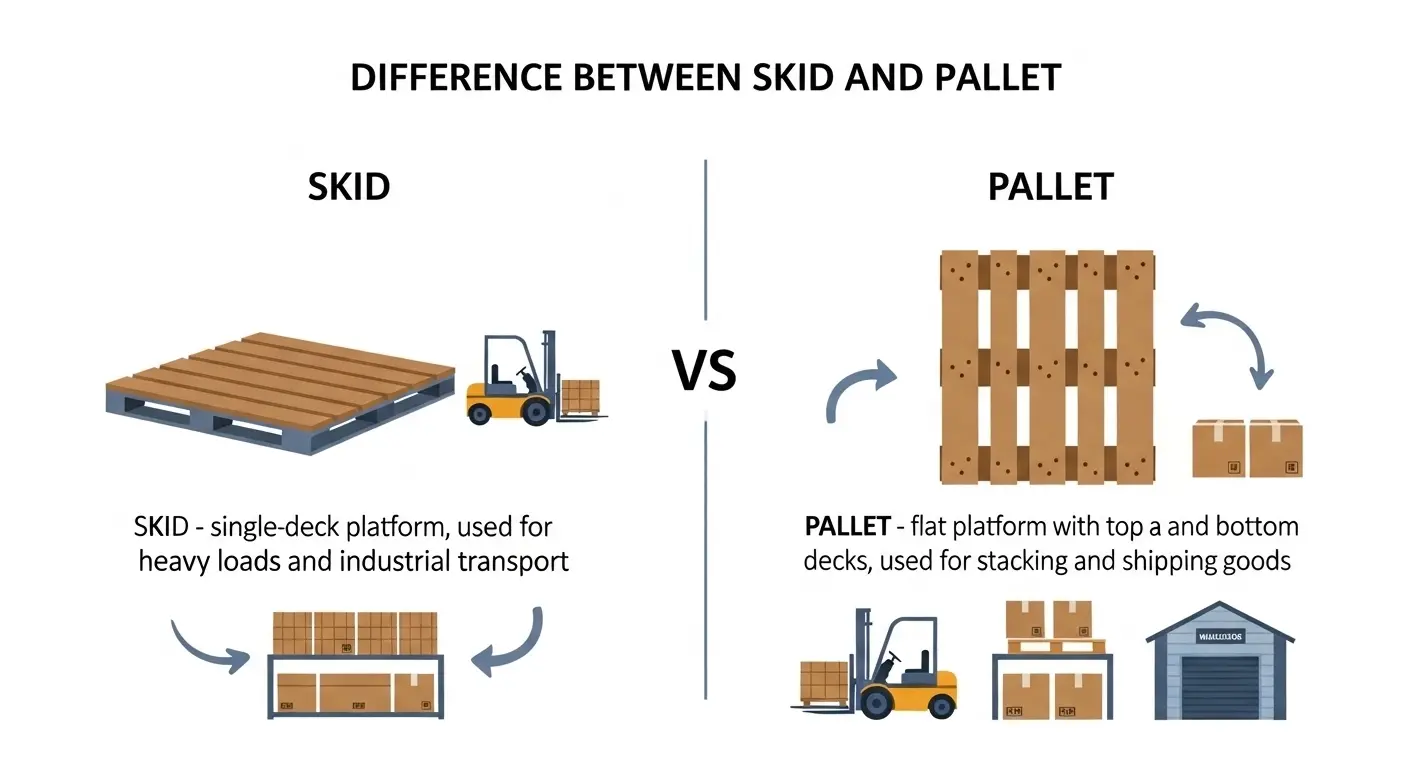 Difference Between Skid and Pallet
