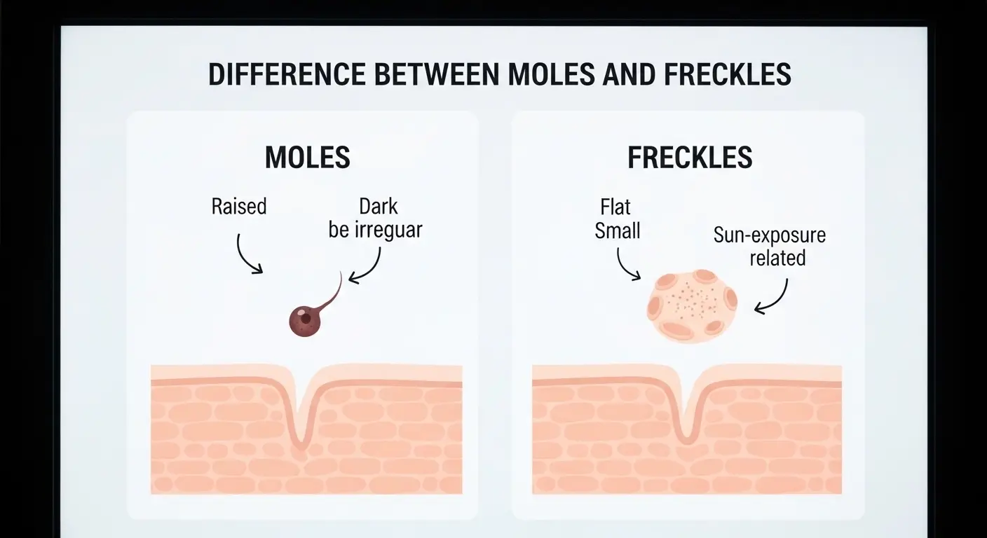 Difference Between Moles and Freckles